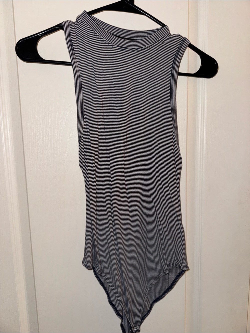 Sleeveless Striped Mock-Neck Bodysuit - Black & White